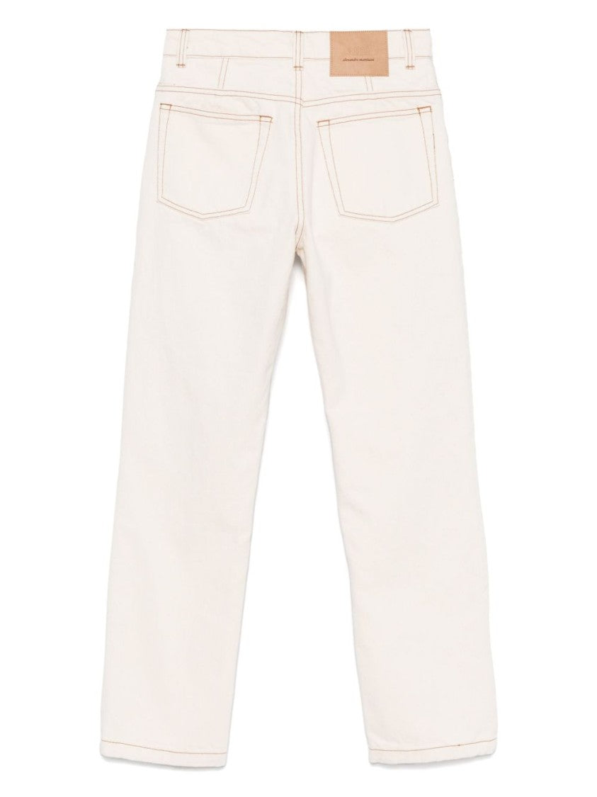Ami Ecru Cotton Jeans With Concealed Fly
