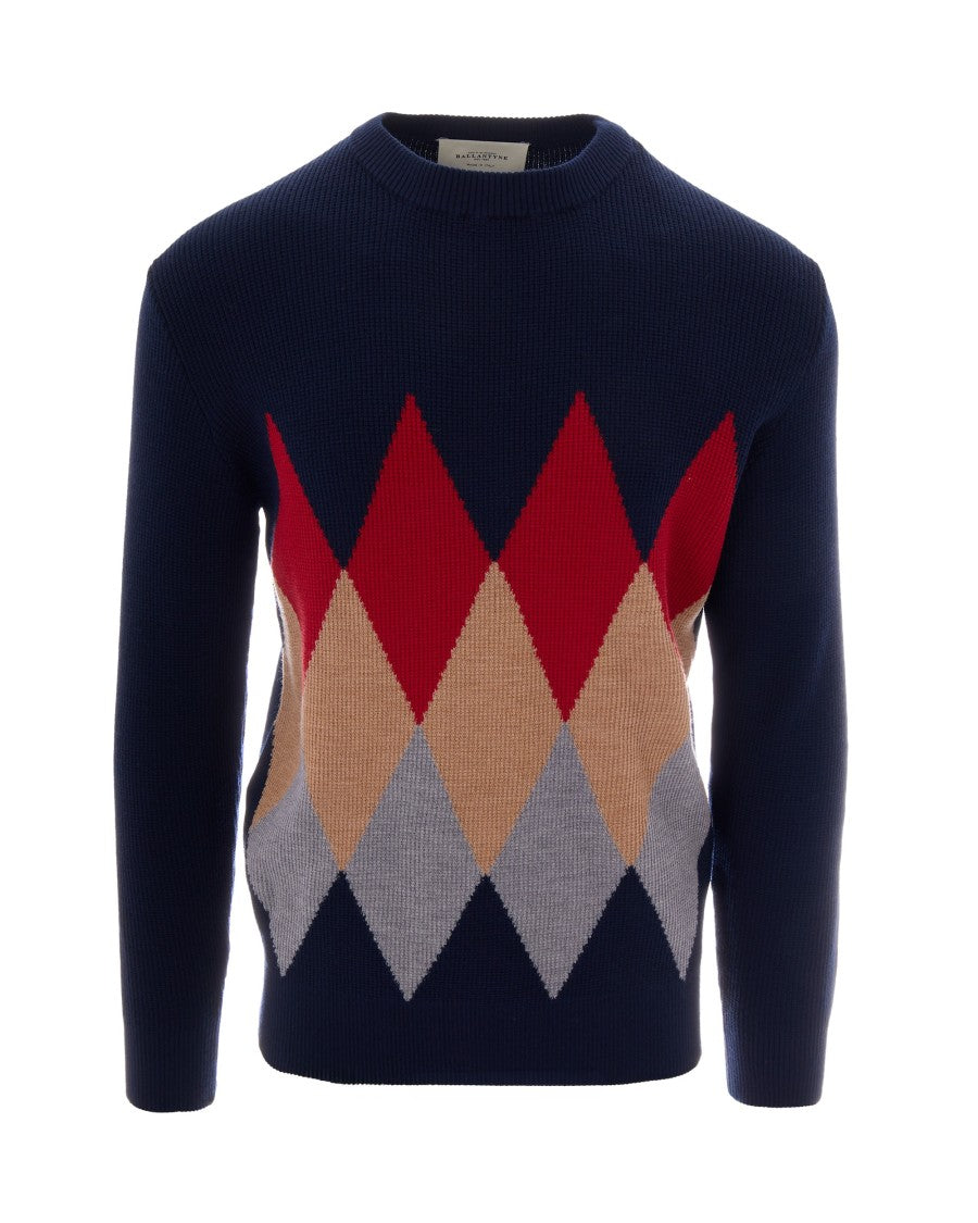 Ballantyne Diamond Argyle Wool Crewneck Sweater