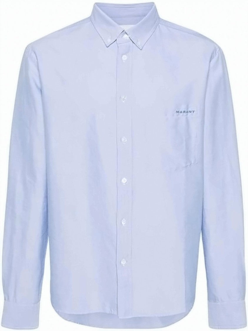 Isabel Marant Classic Long-Sleeve Button-Down Shirt With Embroidered Pocket