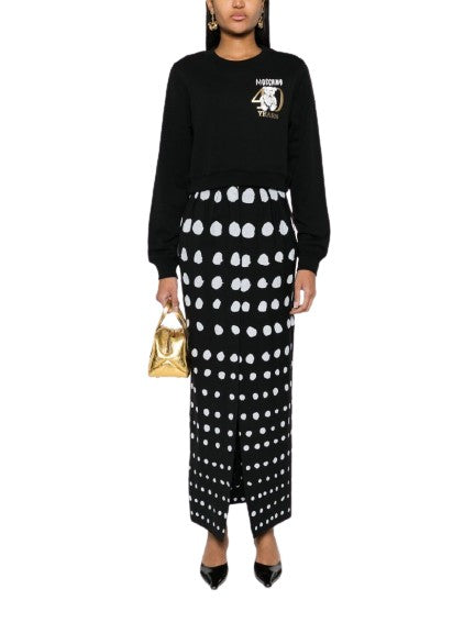 Moschino Cropped Cotton Sweatshirt Signature Teddy Print