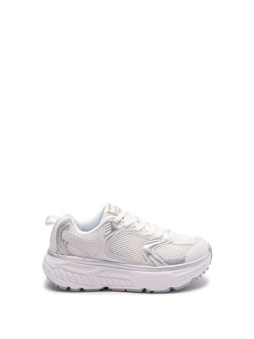Twin-Set Cushioned White Sneakers With Breathable Mesh Upper