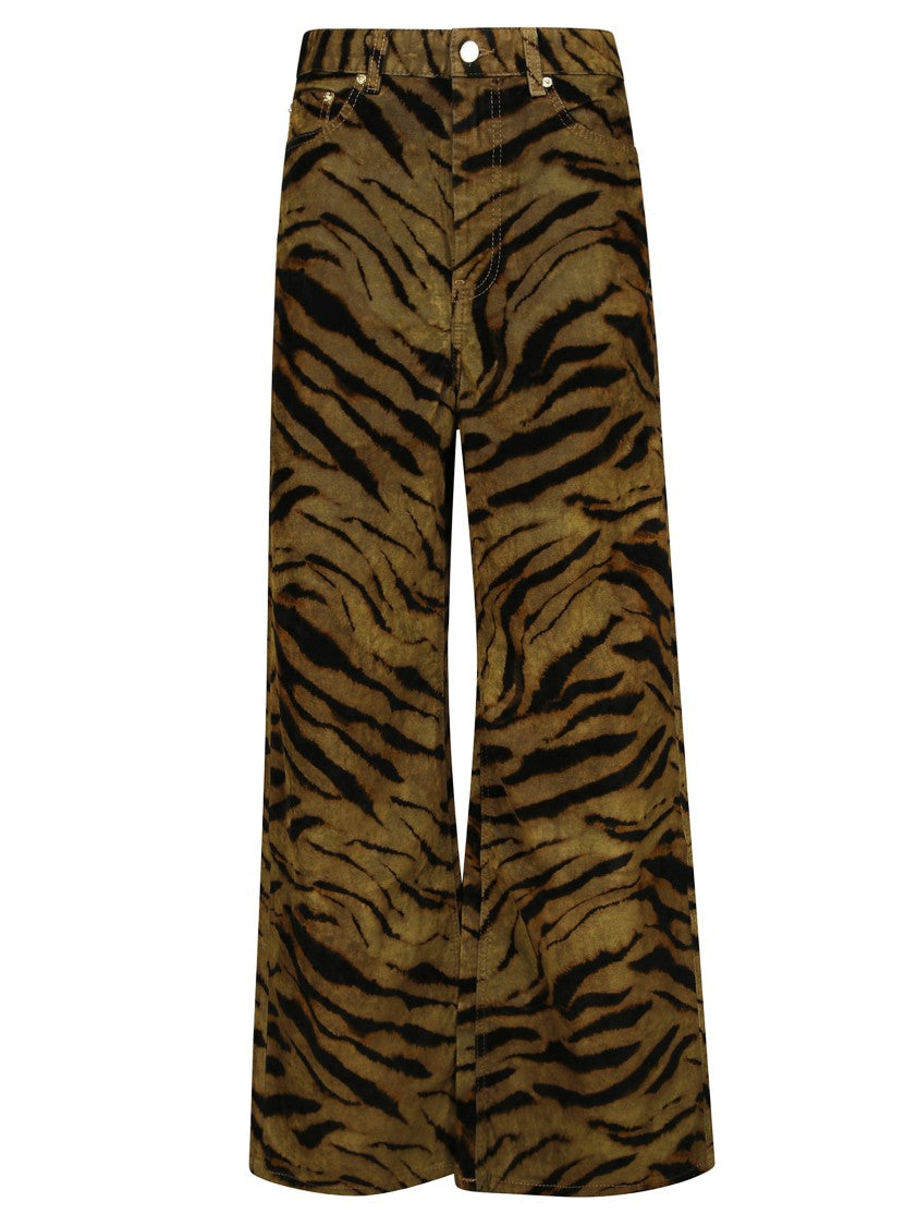 Ganni Printed Flock Pattern Denim Baggy Jeans