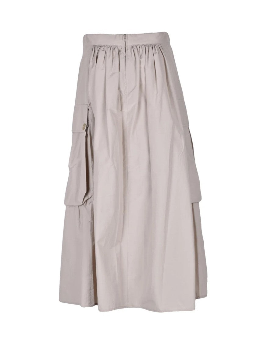 Department 5 Beige Flared Cotton-Blend Gathered Midi Skirt