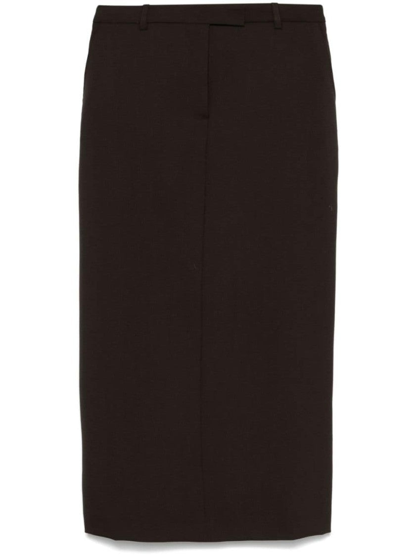 Officine Generale Coffee Brown Wool Skirt