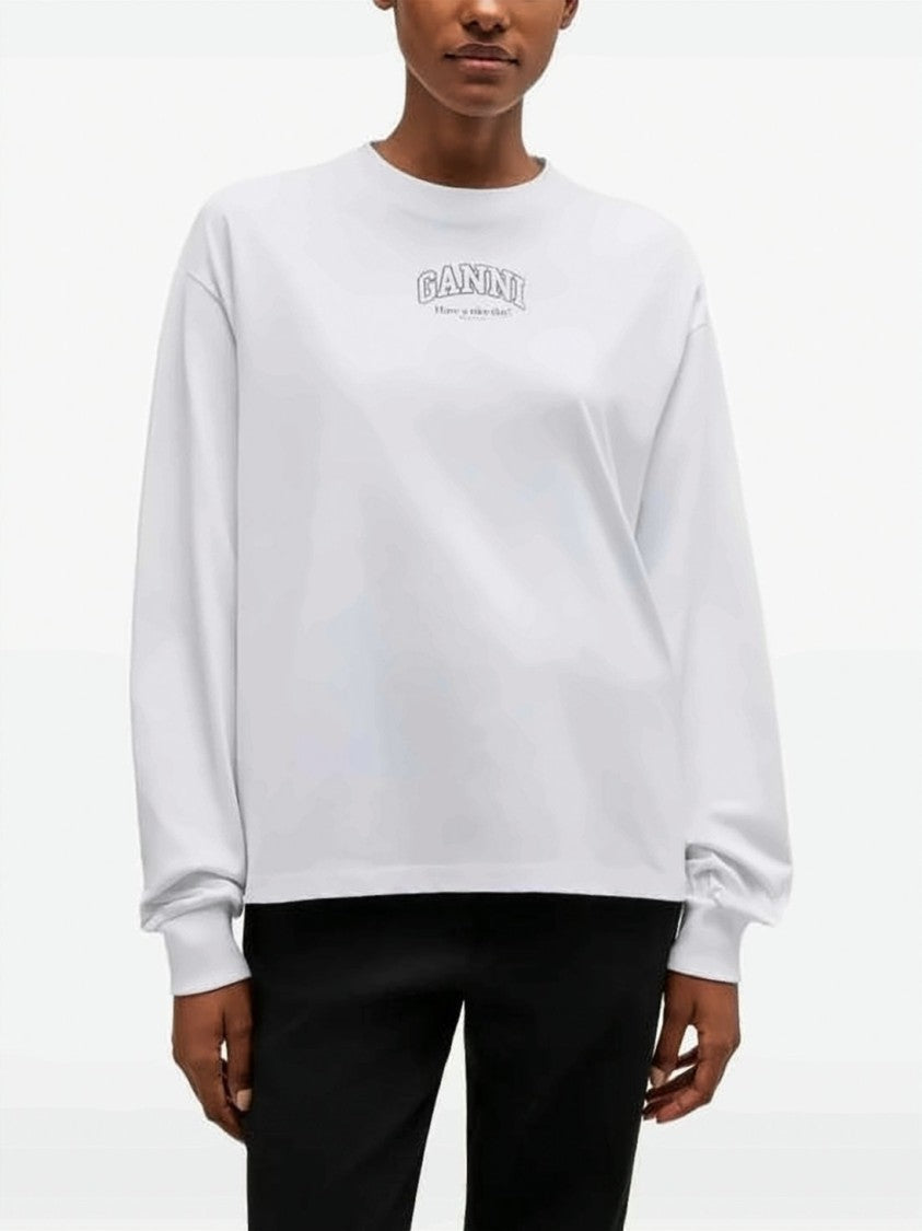 Ganni Long-Sleeve Top With Subtle Logo Design