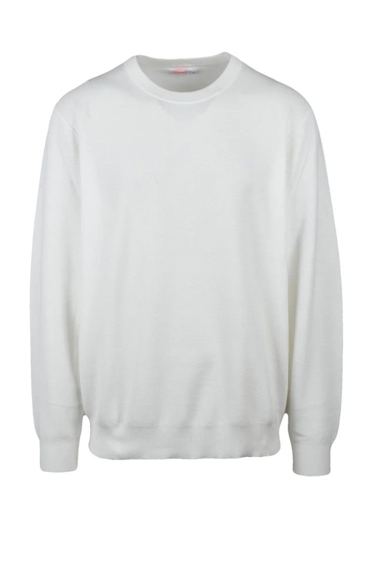 Sun68 White Crew Neck Cotton Sweater