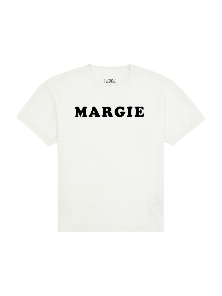 Mm6 By Maison Margiela White Crew Neck Printed Cotton T-Shirt
