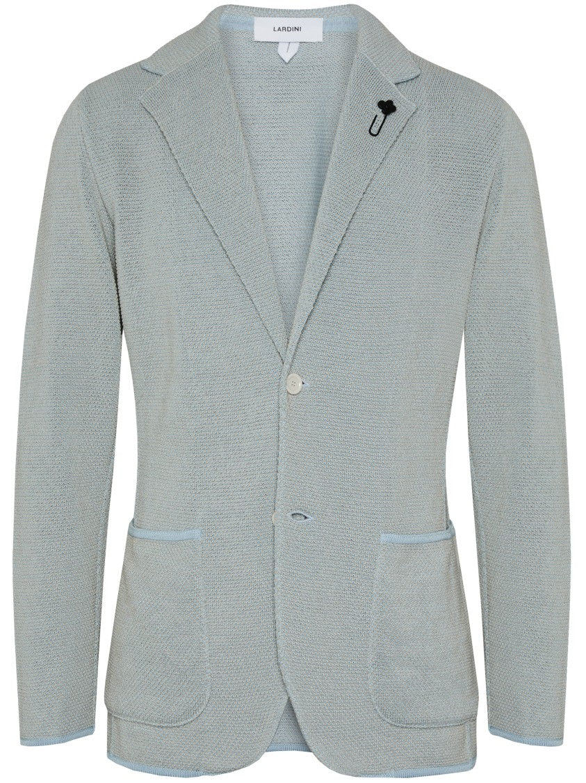 Lardini BlueKnitted Textured Cotton Jacket