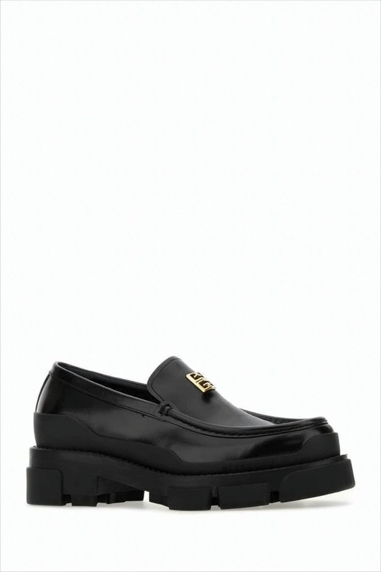 Givenchy Black Leather Loafers With Chunky Rubber Sole And Gold-Tone Logo