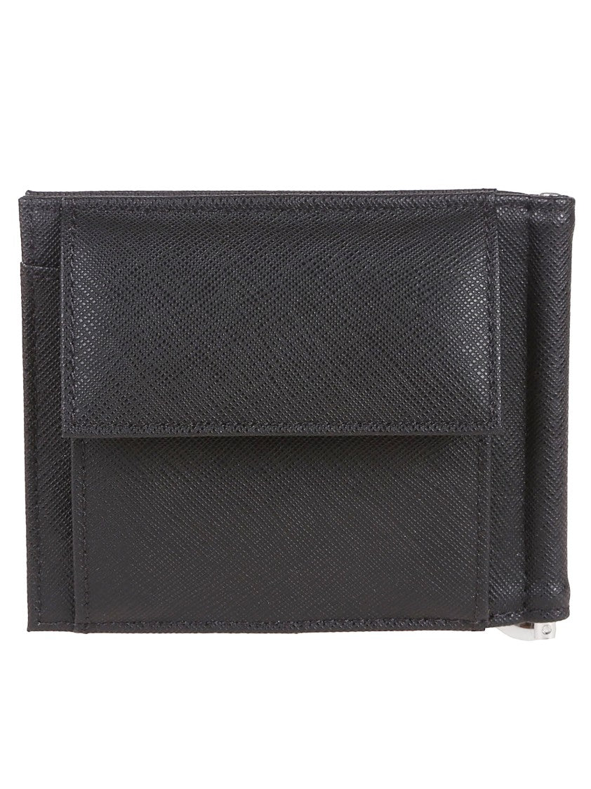 Emporio Armani Black Textured Logo Plaque Wallet