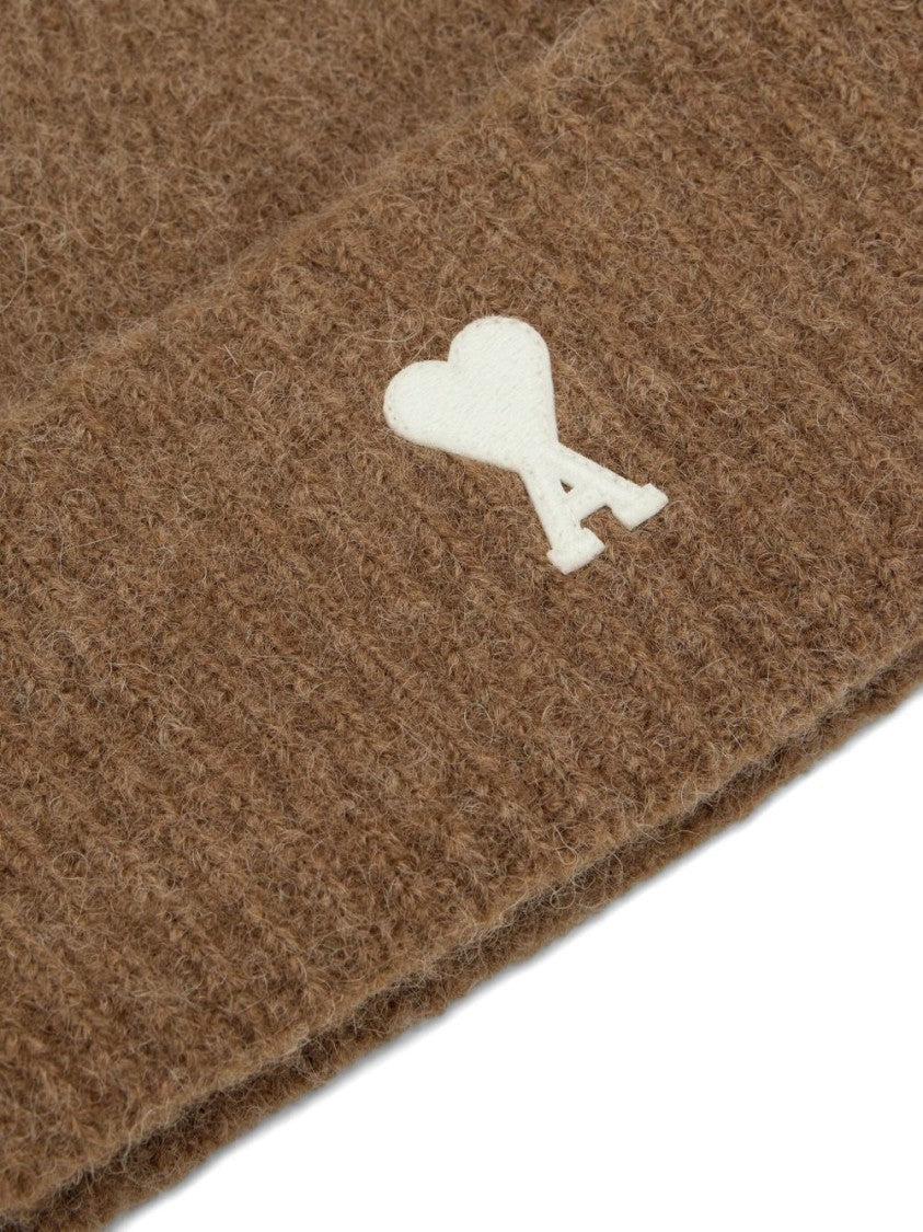 Ami Paris Knit Hat With Ami De Coeur Monogram