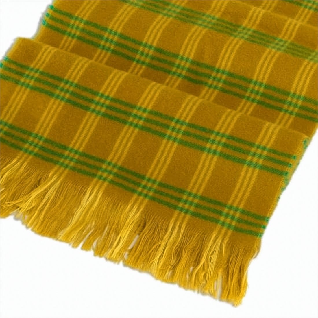 Marni Fringed Mohair Scarf With Green Plaid Accents