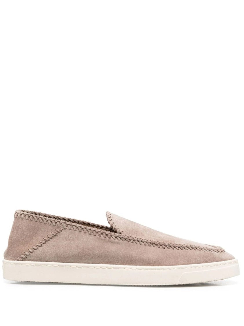 Giorgio Armani Beige Cow Leather Slip-On Trainers
