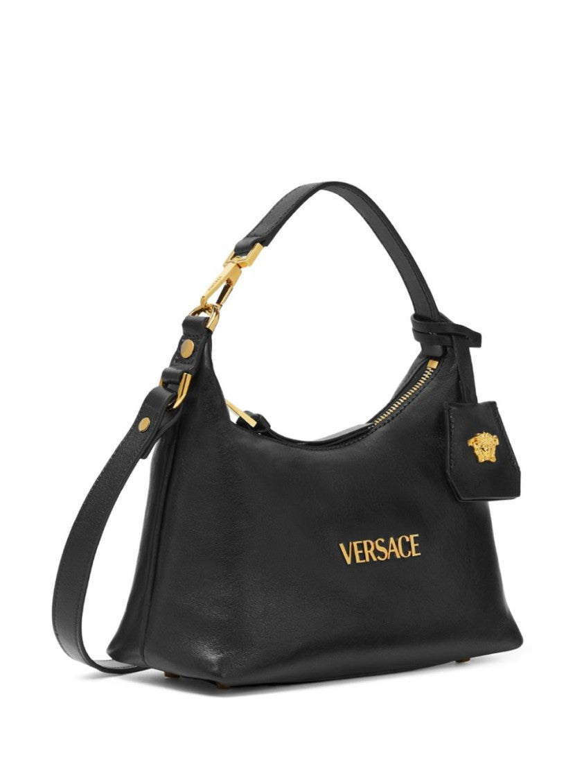 Versace Calf Leather And Lambskin Bag With Adjustable Strap