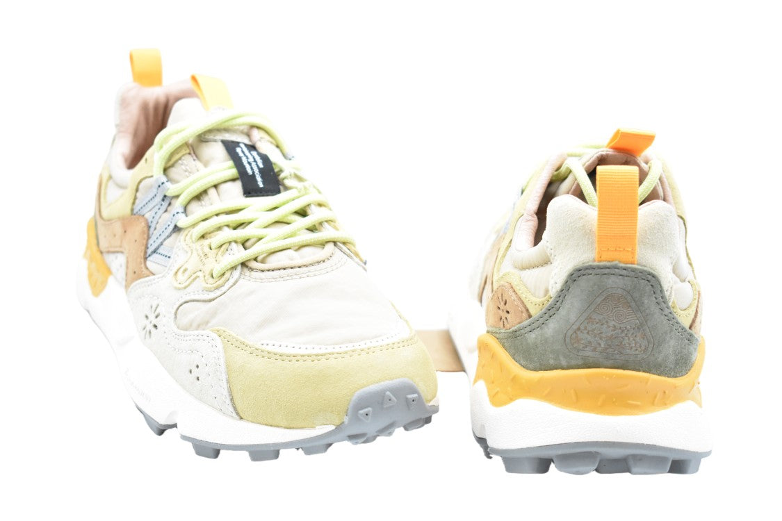 Flower Mountain Yellow Beige Suede Nylon Laced Shoes