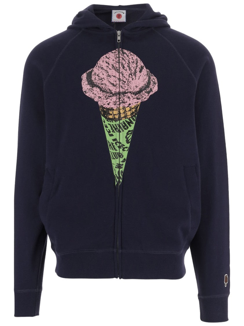 Icecream Navy Cotton Zip Logo Hoodie
