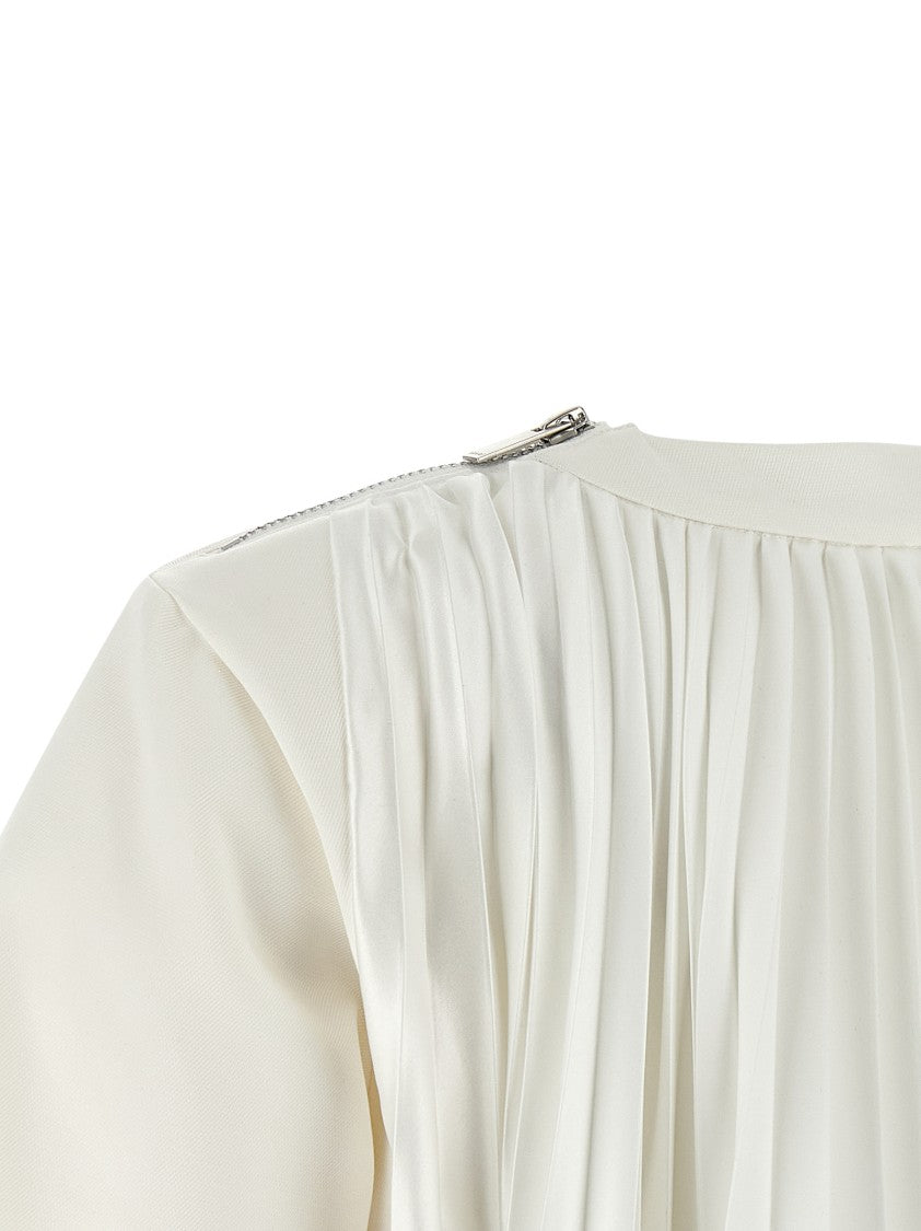 Sacai Asymmetrical Hem Mini Dress With Pleated Silk