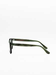 Moli@Limo Rectangular Green Acetate Optical Frames With Glossy Finish
