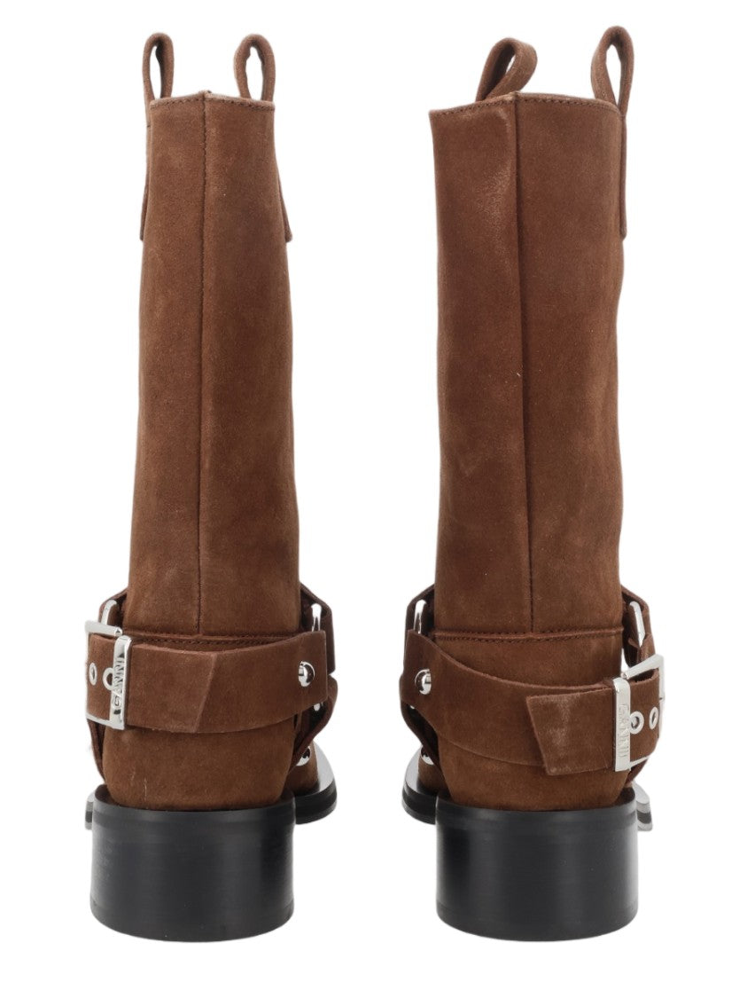Ganni Mid-Calf Biker Recycled Leather Boots