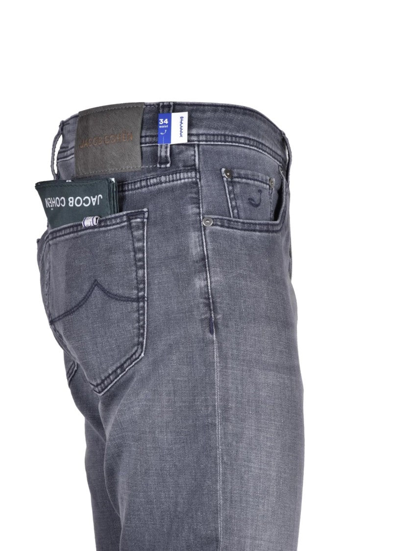 Jacob Cohen Slim Fit Denim Jeans With Subtle Whiskering And Five-Pocket Design