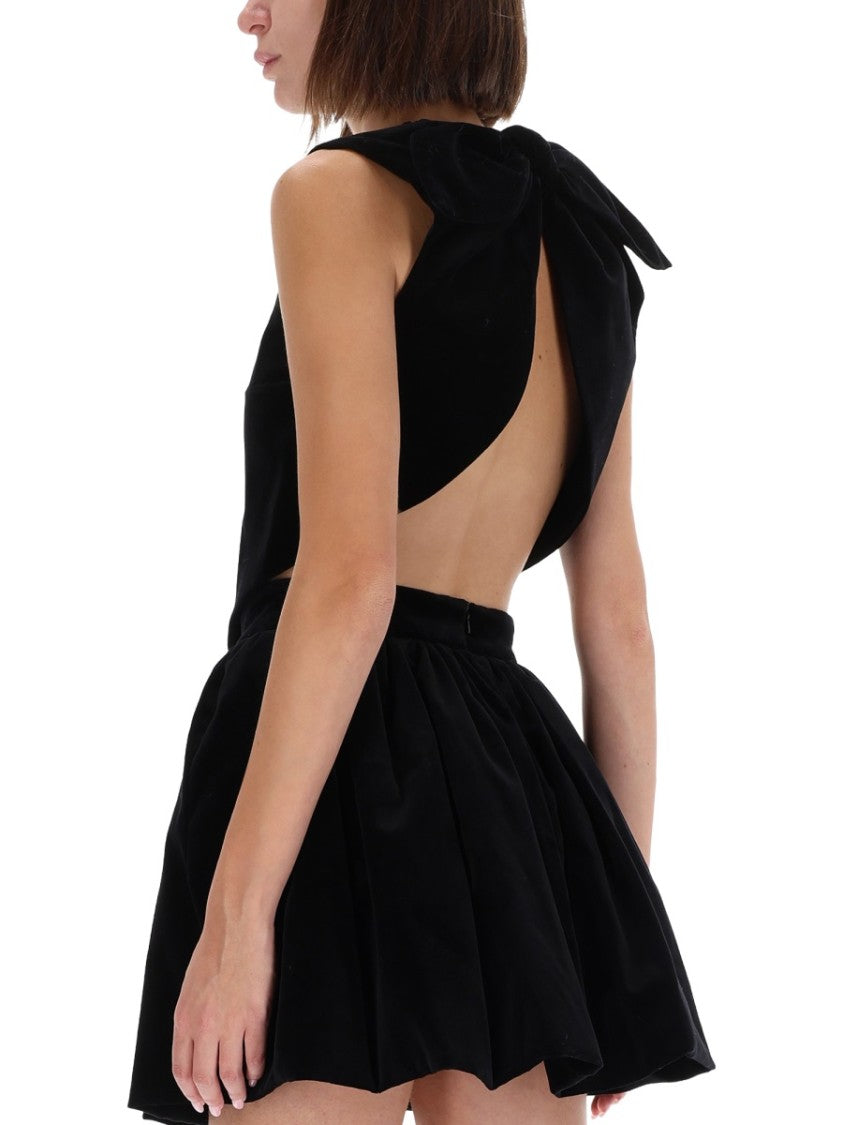 Patou Velvet Foulard Bow Peplum Top
