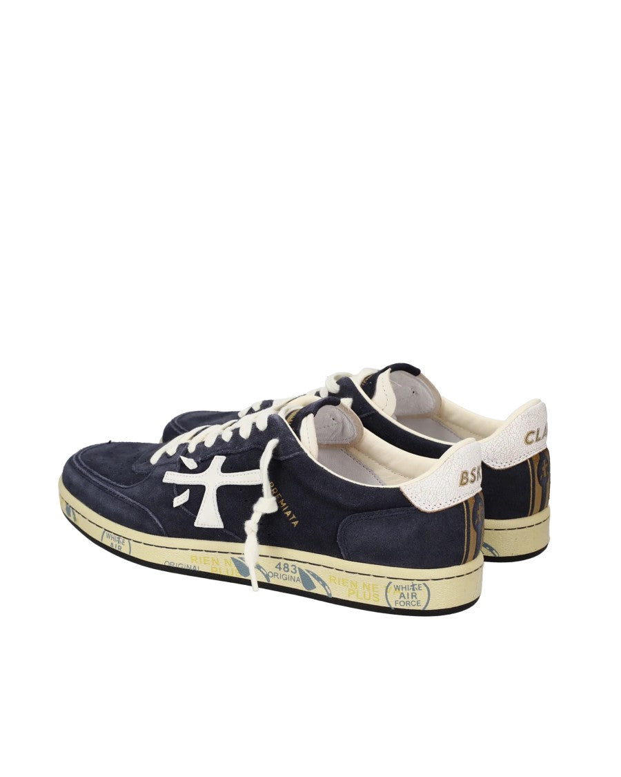 Premiata Blue Bsktclay Leather Suede Sneakers