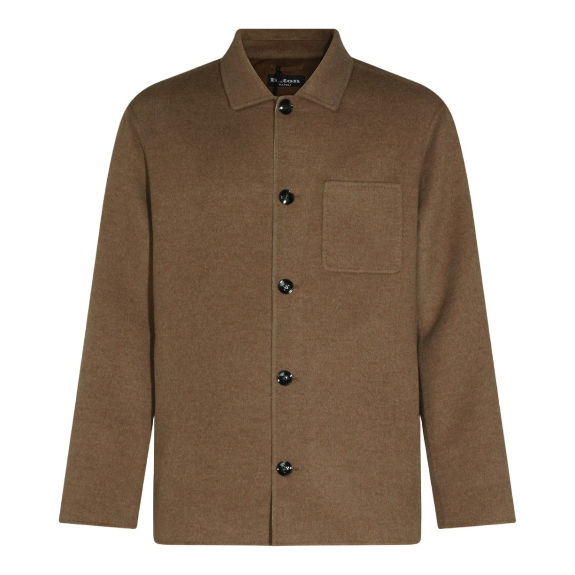 Kiton Brown Jacket With Classic Collar And Round Hem