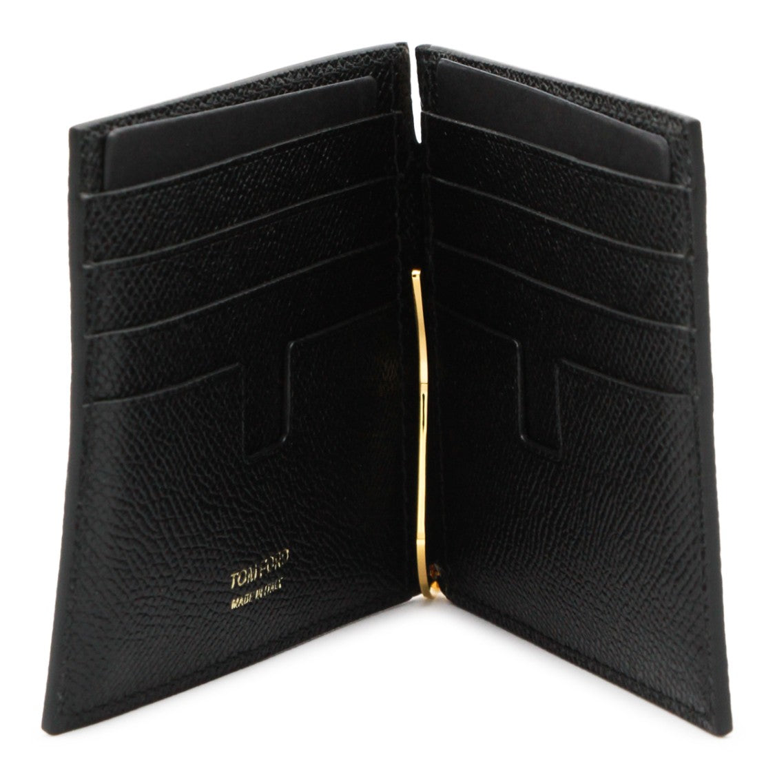 Tom Ford Textured Surface Black Bifold Wallet With Gold-Tone Clip