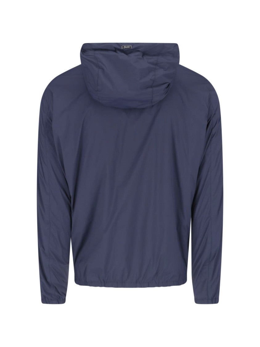 Herno Blue Technical Fabric Drawstring Jacket
