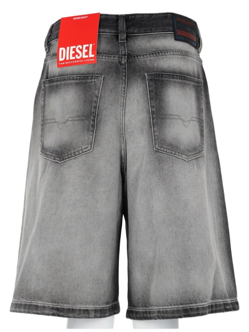 Diesel Faded Grey Skeleton Panel Shorts
