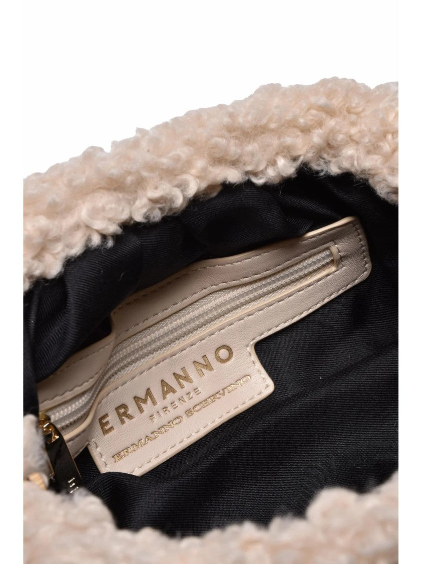 Ermanno Firenze White Veda Textured Curly Crossbody Bag