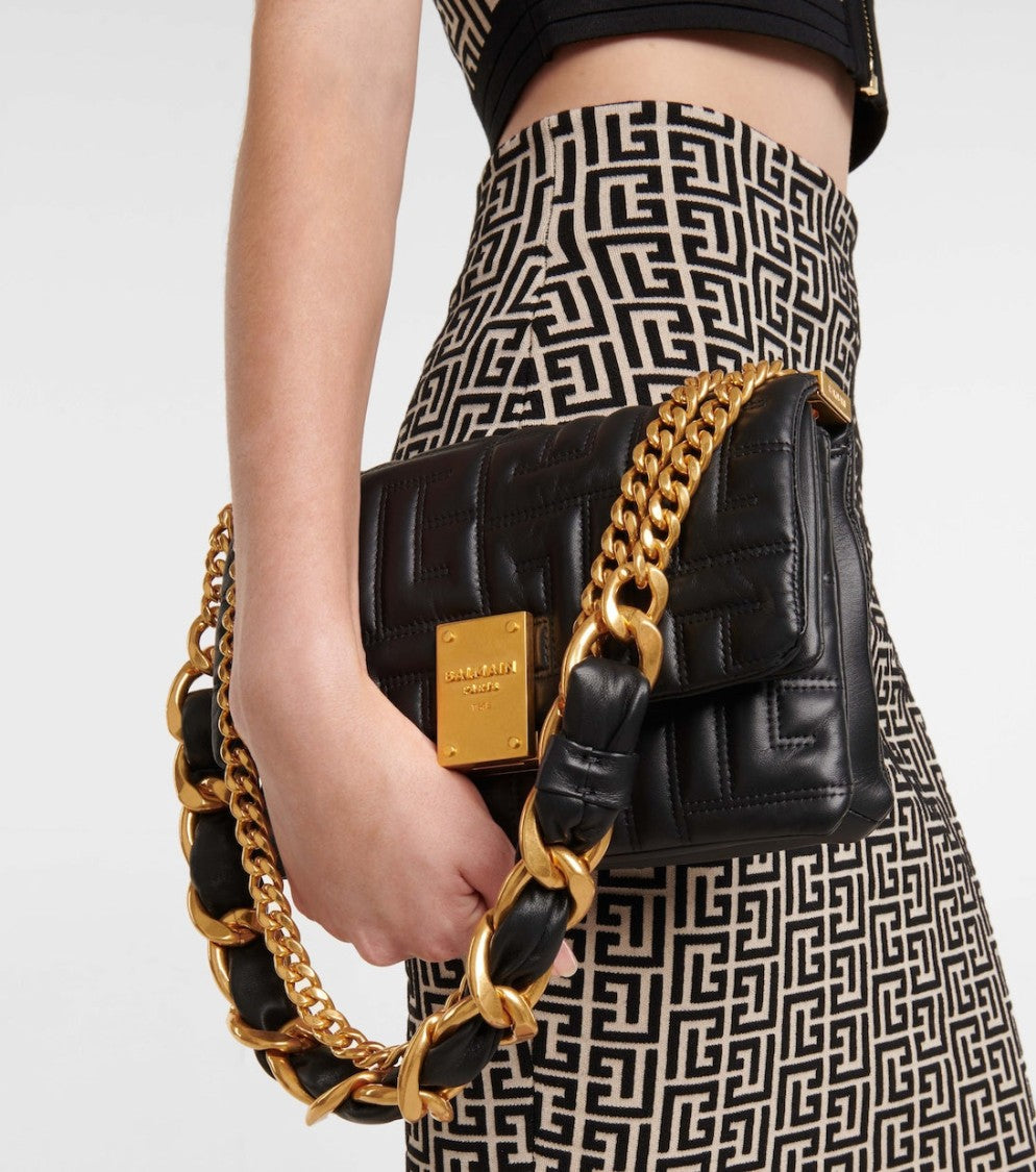 Balmain 1945 Soft Quilted Leather Shoulder Bag