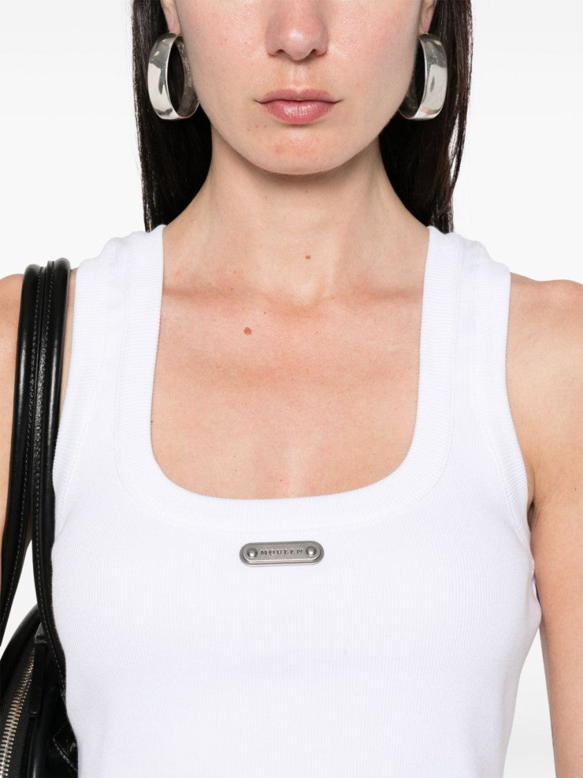 Alexander Mcqueen Ribbed Stretch Cotton Jersey Tank Top