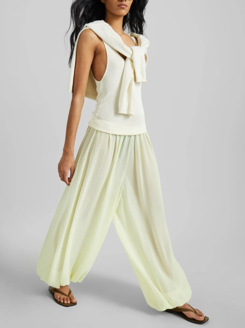 The Frankie Shop Yellow Balloon Design Sheer Fabric Wide-Leg Pants