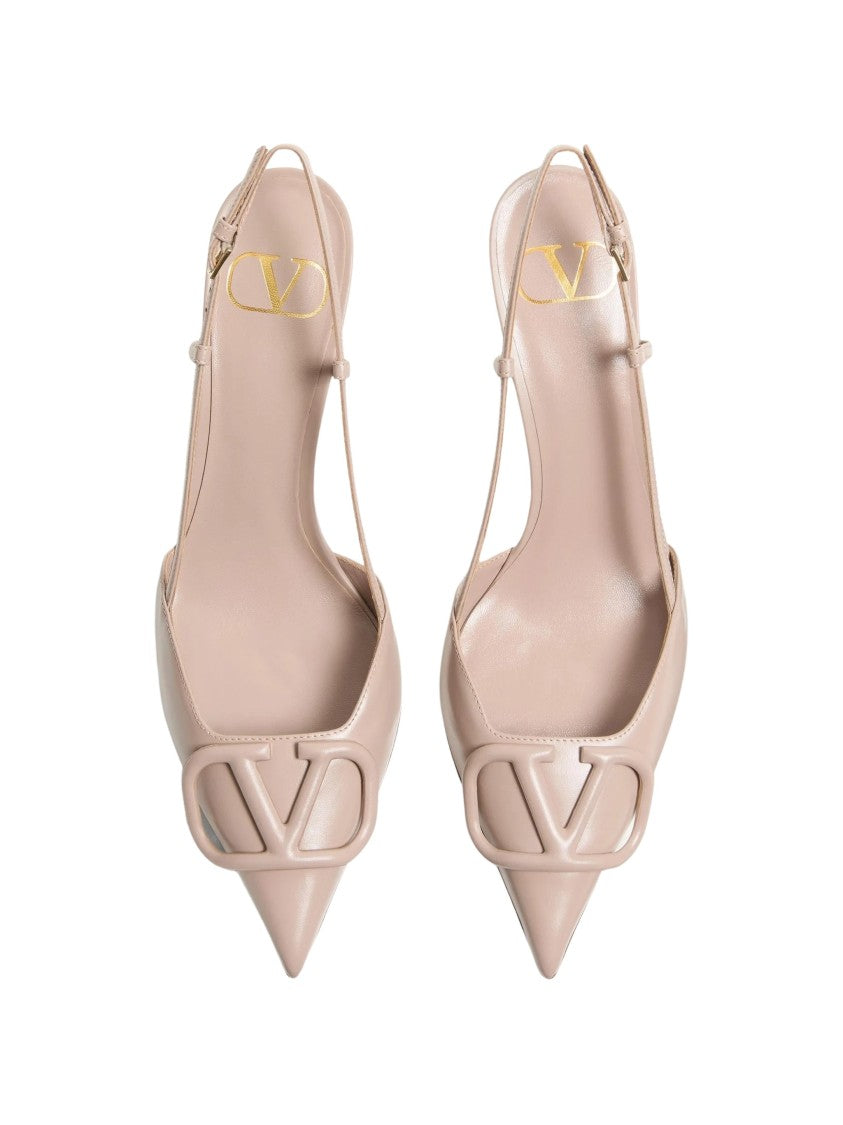 Valentino Sling Back Pointed-Toe Logo Heels