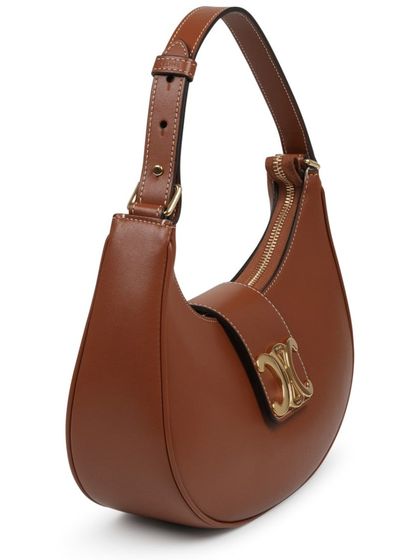 Celine Medium Crescent Handbag In Smooth Calfskin With Gold-Tone Logo