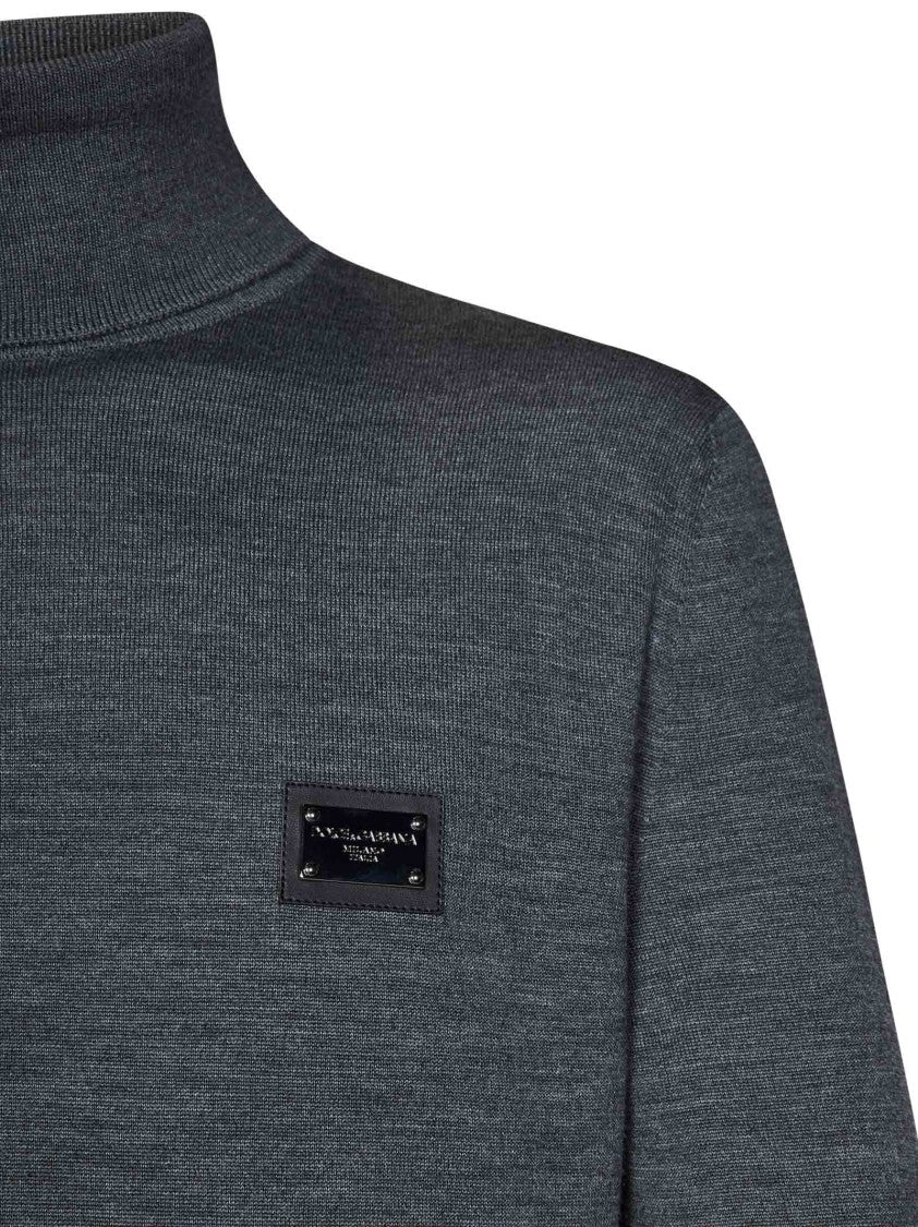 Dolce & Gabbana Tailored Grey Virgin Wool Turtleneck Sweater