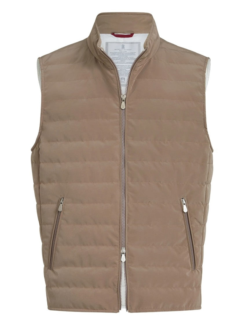 Brunello Cucinelli Quilted Horizontal Stitch Matte Gilet