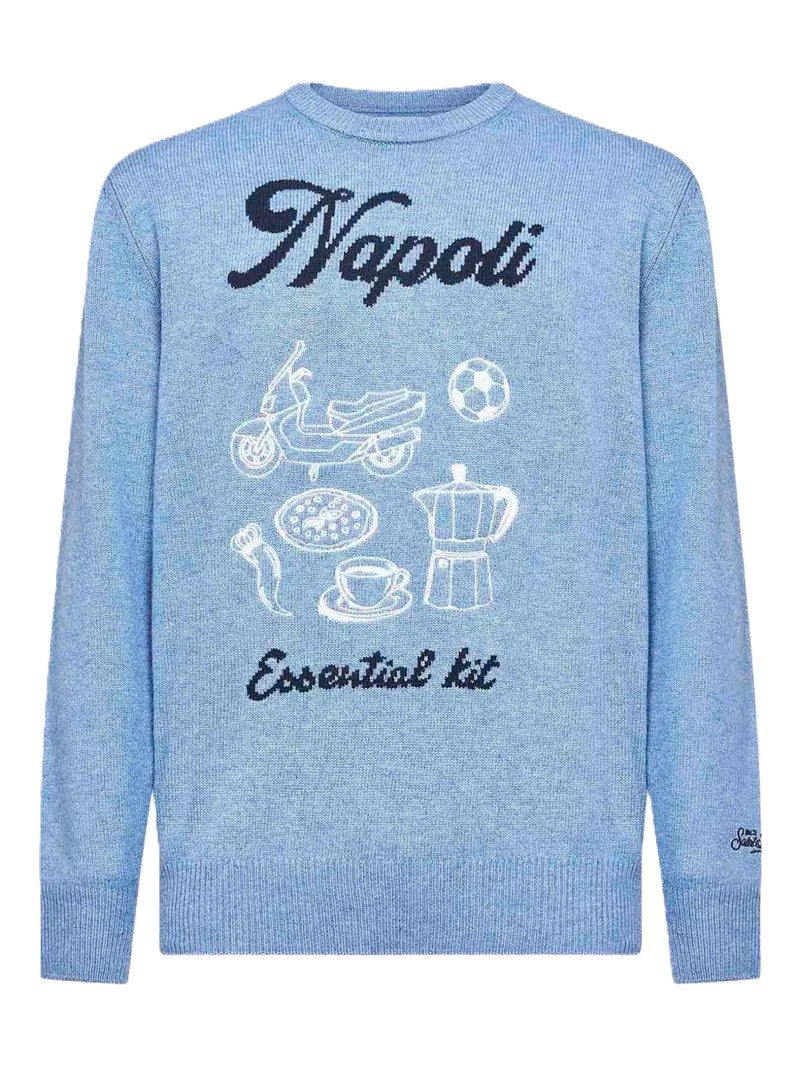 Mc2 Saint Barth Light Blue Graphic Sweatshirt