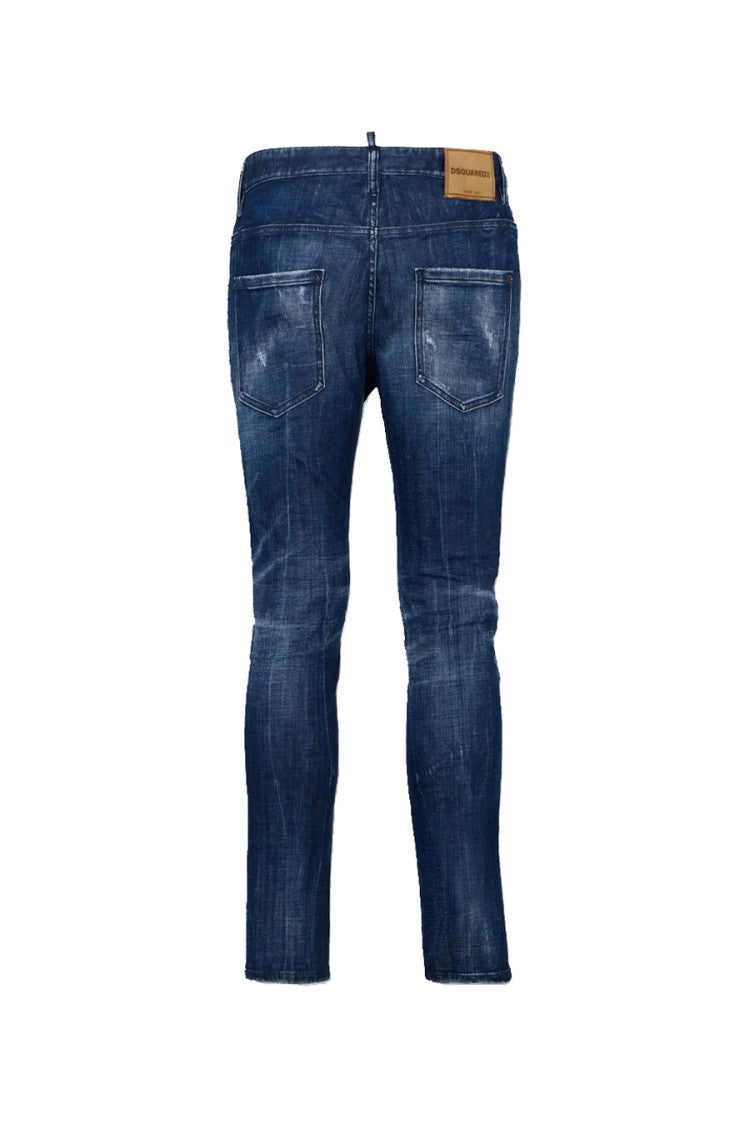 Dsquared2 Blue Slim Tapered Distressed Cotton Jeans