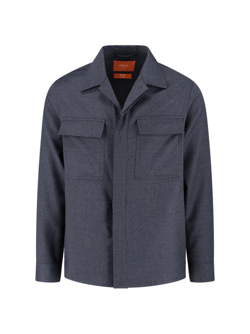 Cruna Structured Grey Virgin Wool Shirt Jacket