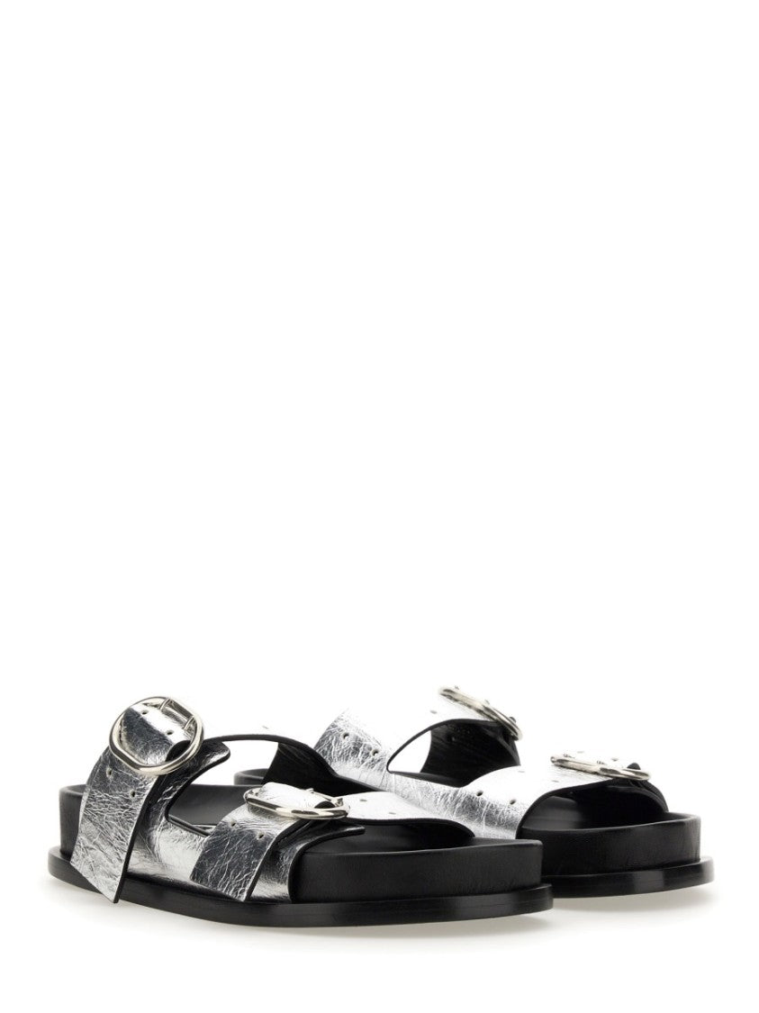 Jil Sander Black Leather Sandals With Buckle Detail