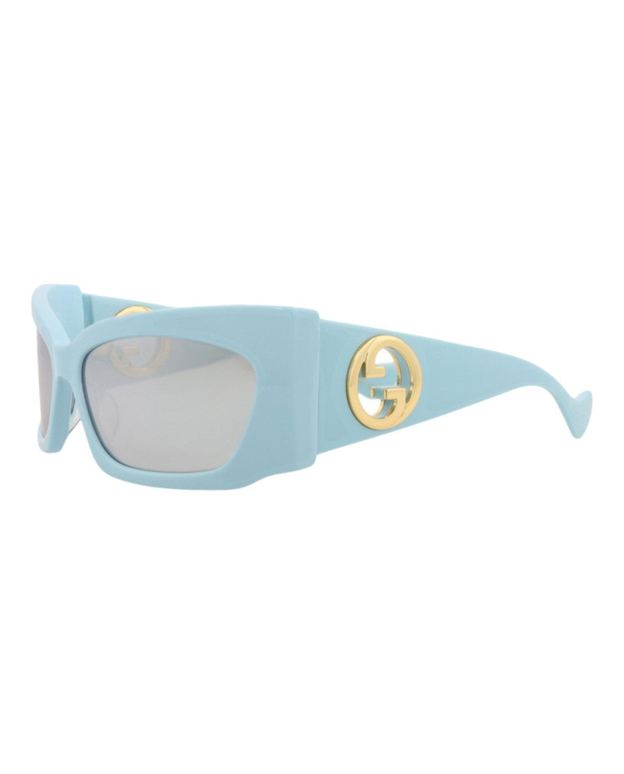Gucci Shield-Shaped Recycled Acetate Sunglasses With Gold-Tone Accents
