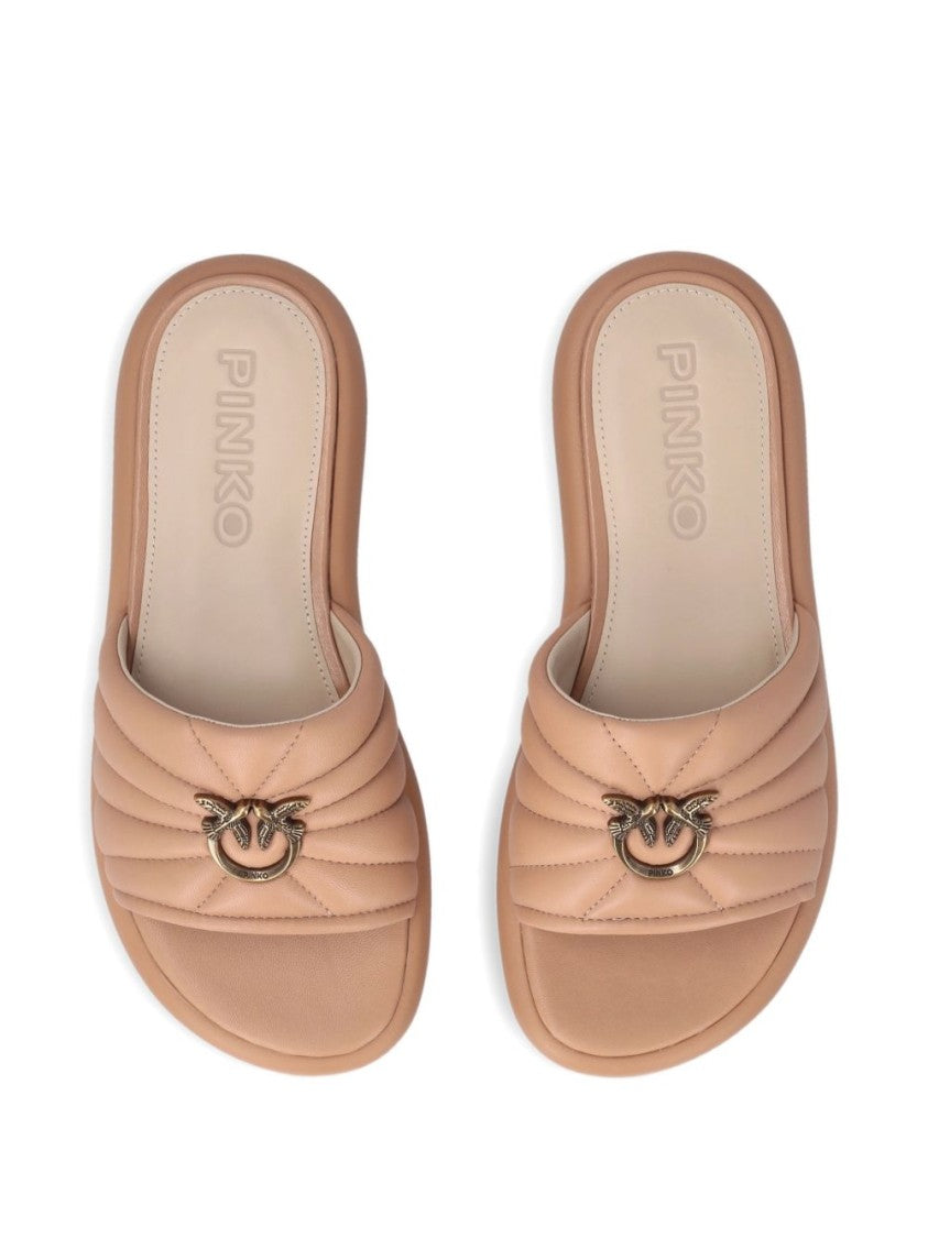 Pinko Blush Pink Quilted Flat Sandals
