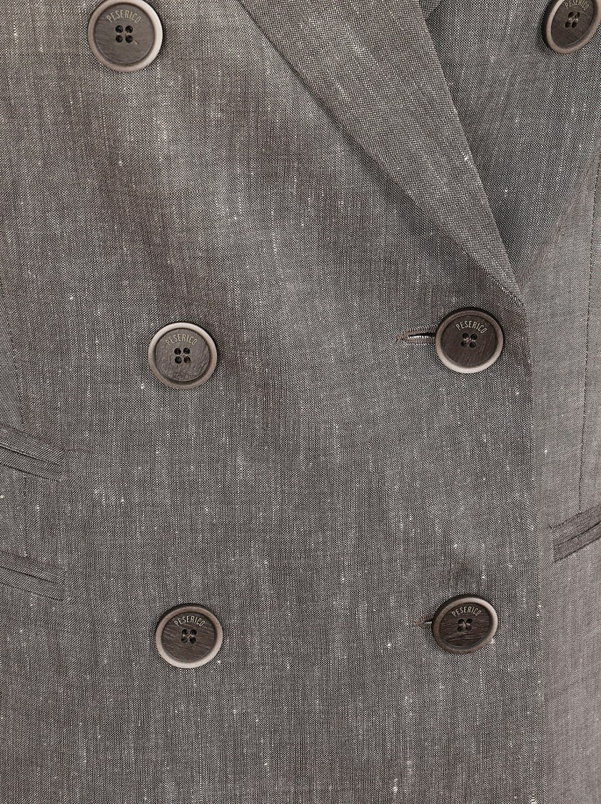 Peserico Double-Breasted Blazer In Estrato Canvas With Peak Lapels
