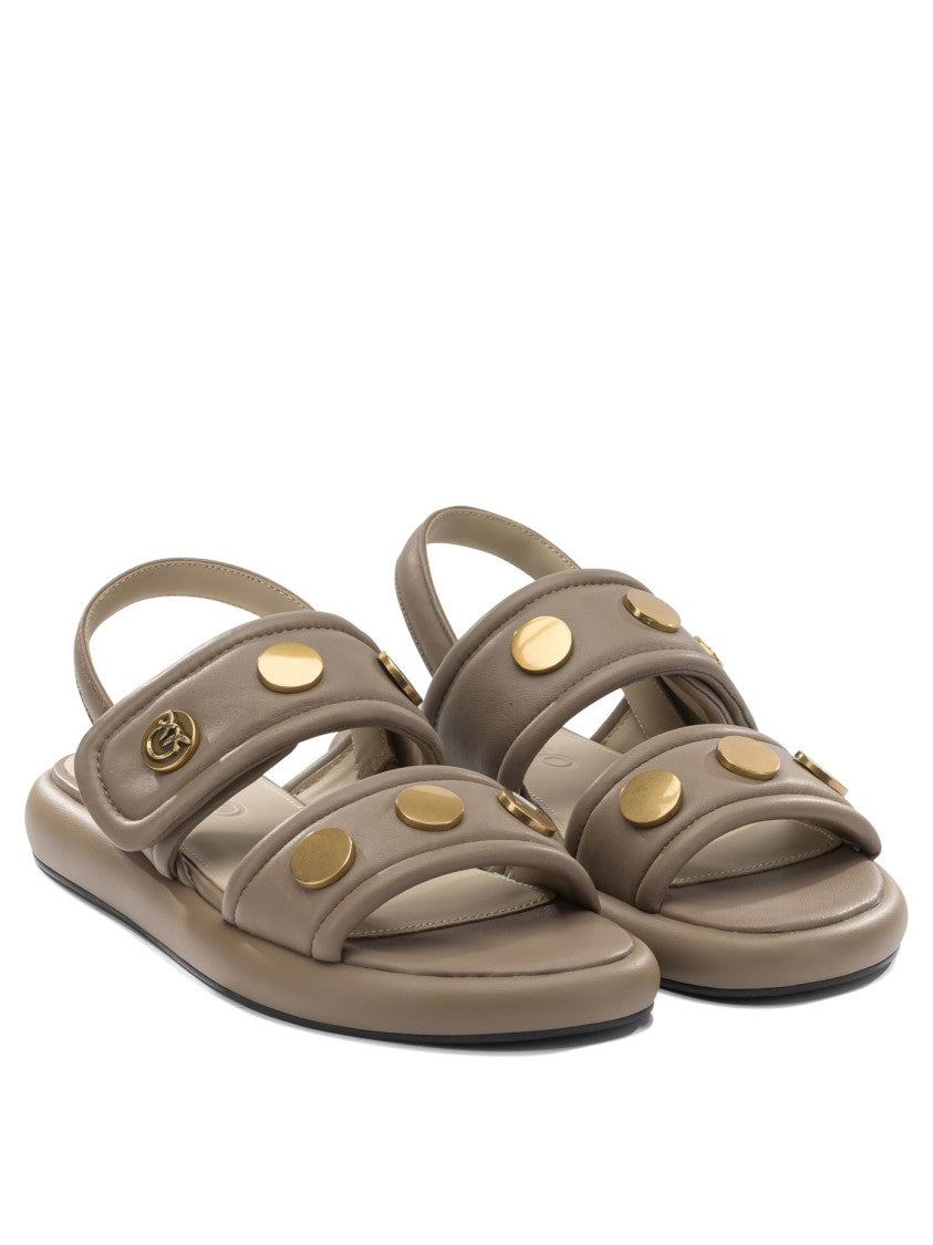 Pinko Beige Leather Sandals