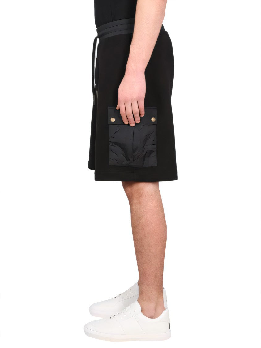 Moncler Relaxed Fit Black Shorts With Elastic Waistband