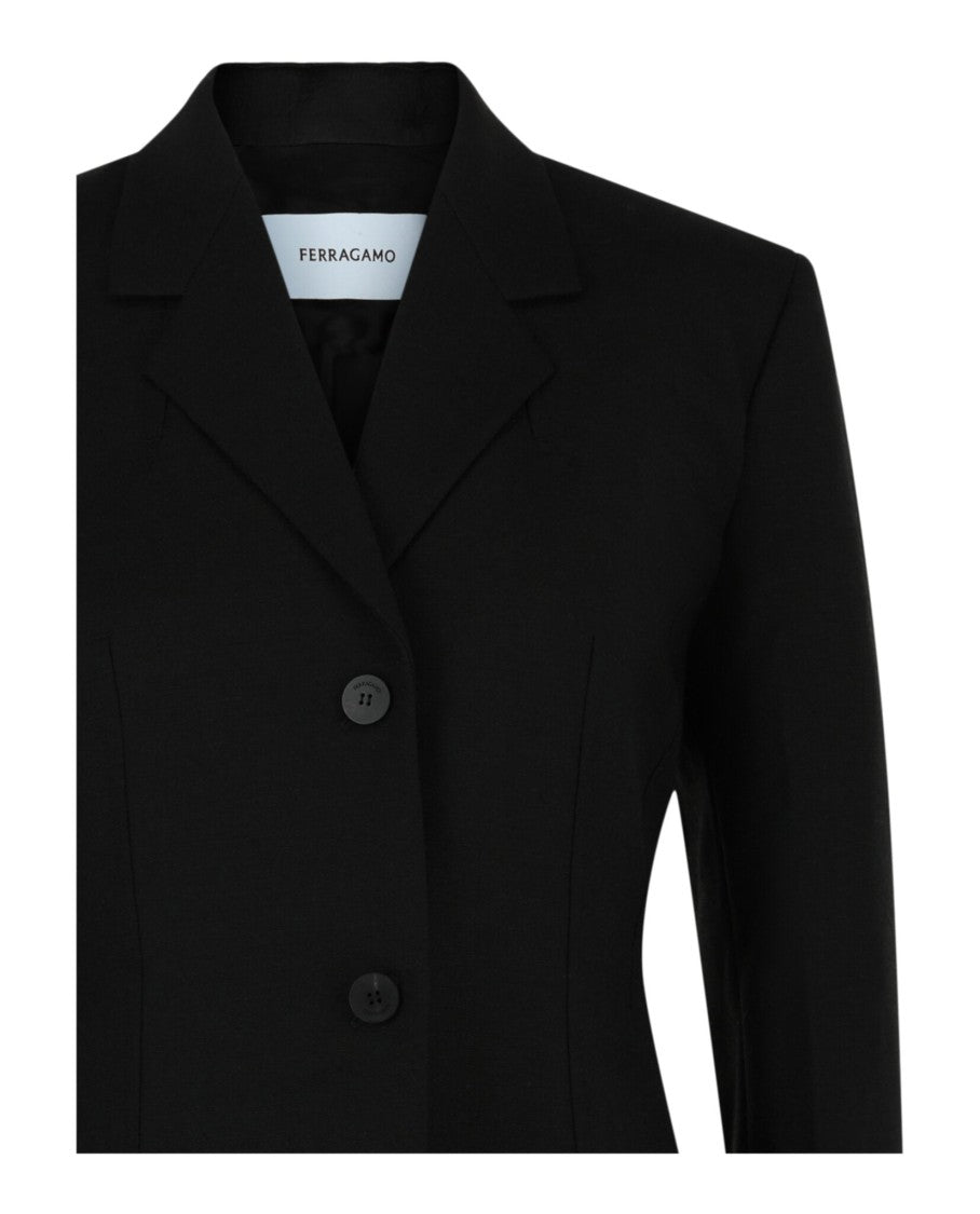 Ferragamo Fitted Wool Blend Blazer With Silk Lining