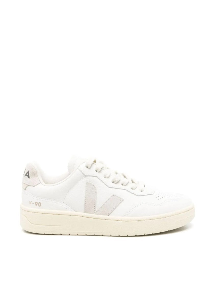 Veja White V-90 O.T. Perforated Leather Sneakers