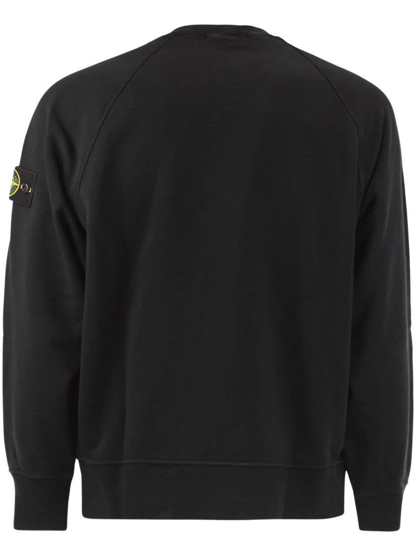 Stone Island Patch Logo Cotton Crewneck Sweatshirt